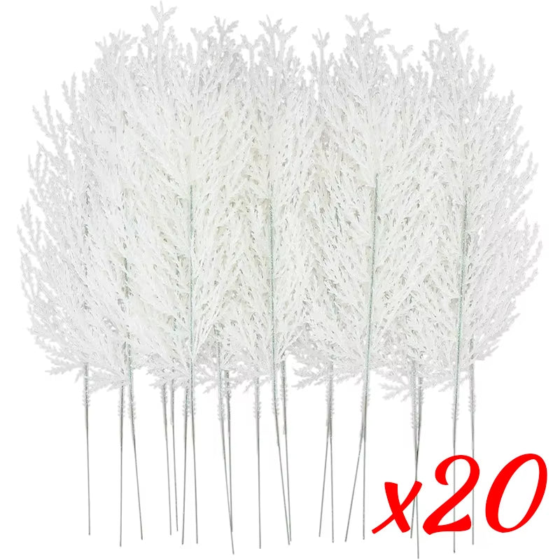 Pack of 20 white artificial pine needle picks, 34.5 cm, bulk holiday décor