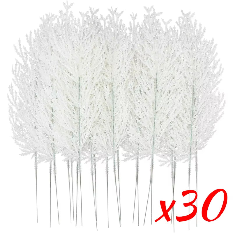 Pack of 30 white artificial pine picks, 34.5 cm, for fuller Christmas trees