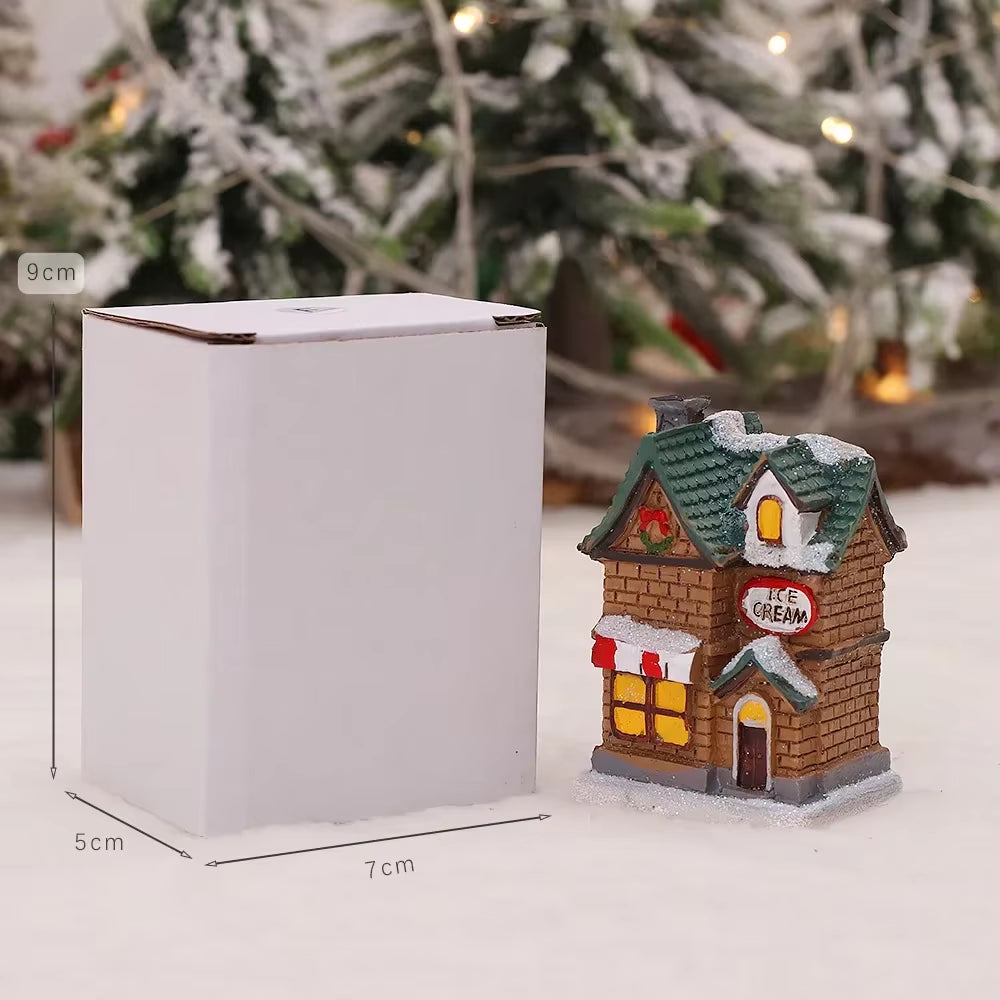 1~6Pcs 2025 Christmas Ornaments LED Night Light Luminous Castle Snow House Sculpture Xmas Decoration for Home New Year Navidad