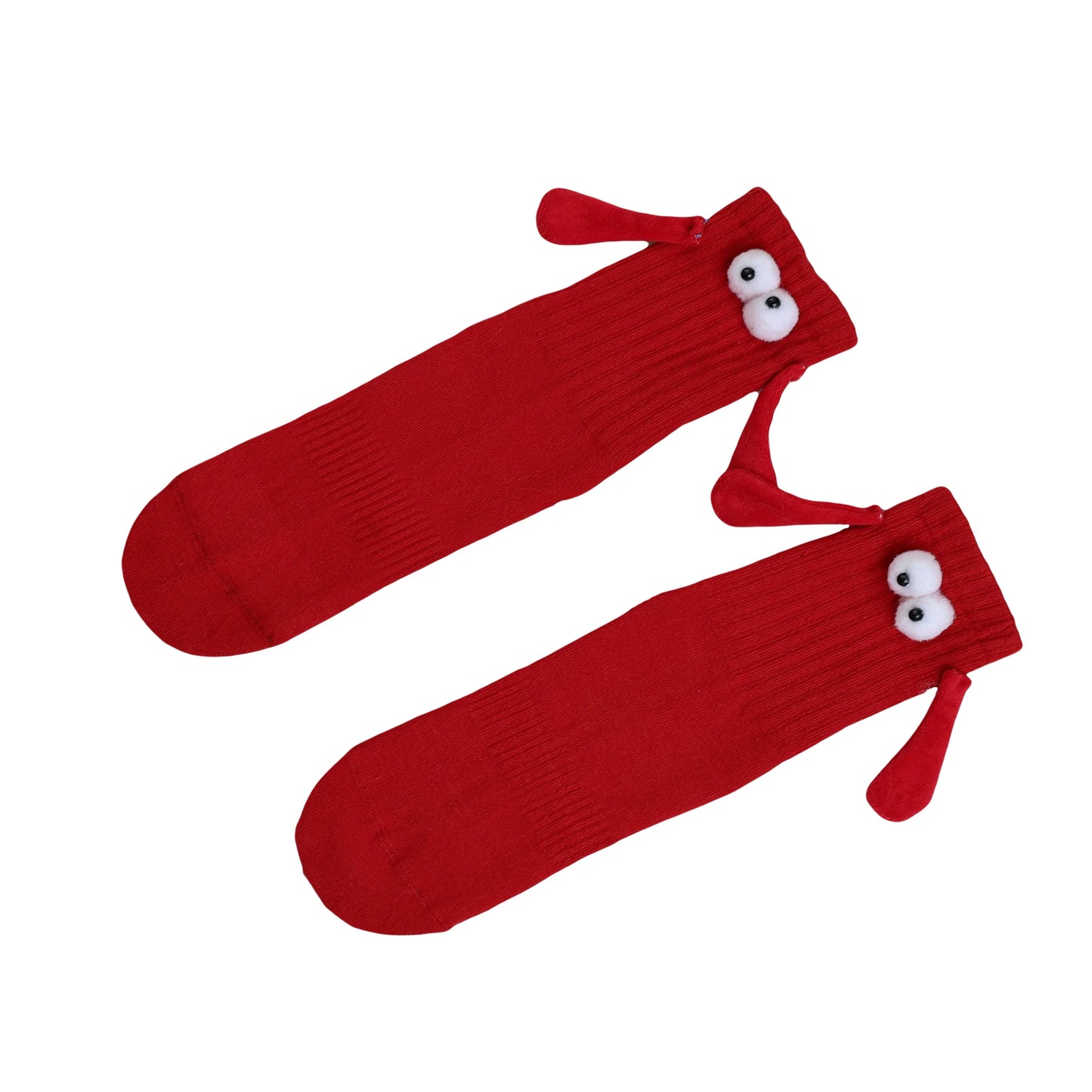 Red Magnetic Couple Socks with Holding Hands – 1 Pair, Soft Cotton, Romantic Valentine’S Gift, Unisex, Shoe Size 5-10