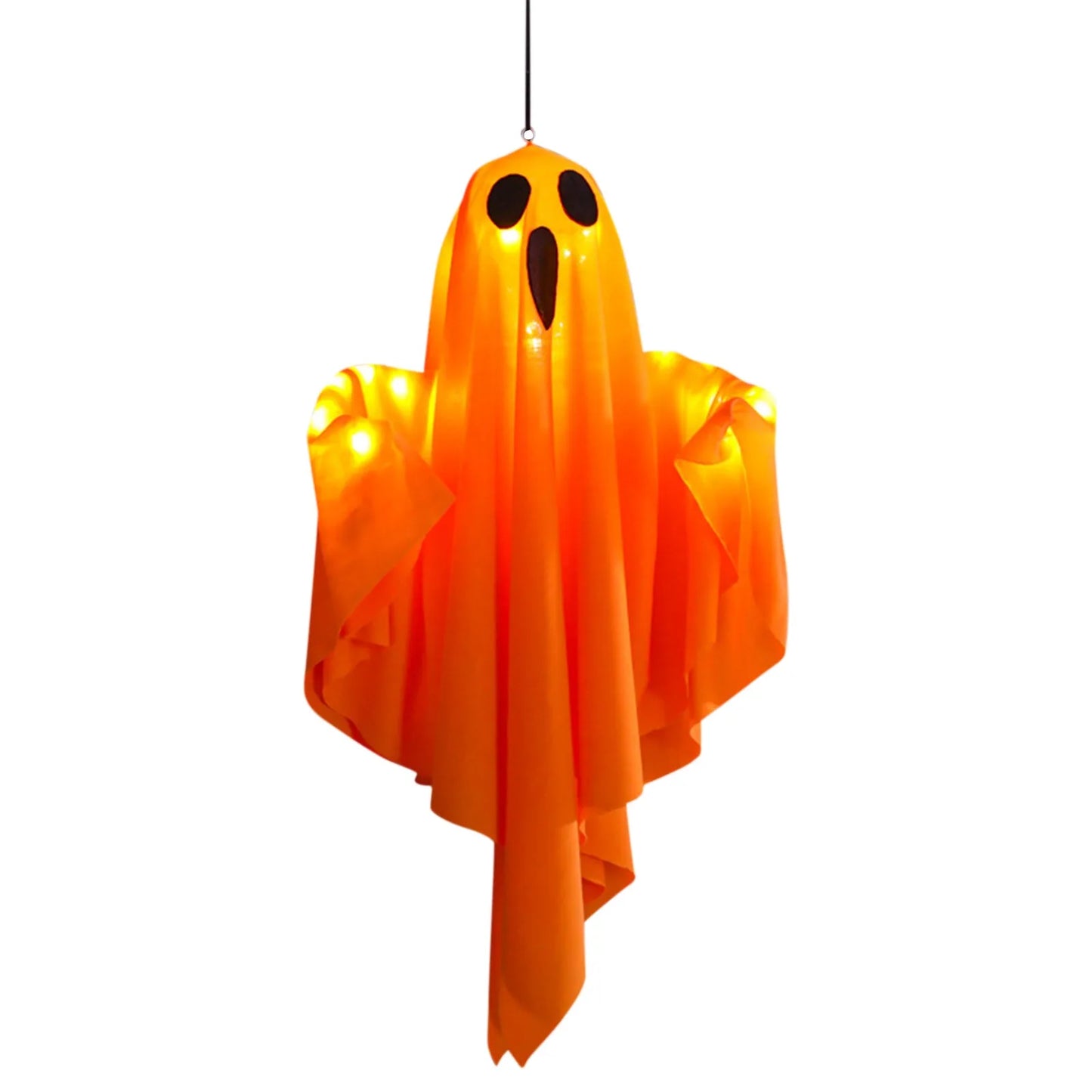 Single orange light-up ghost on a white background.