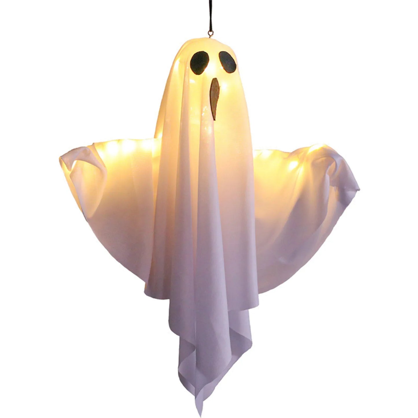 Single white hanging ghost on a white background.