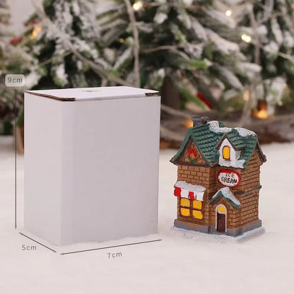 1~6Pcs 2025 Christmas Ornaments LED Night Light Luminous Castle Snow House Sculpture Xmas Decoration for Home New Year Navidad