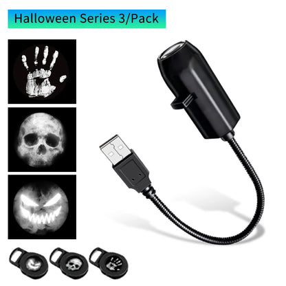 Product card showing the projector with assorted Halloween films.
