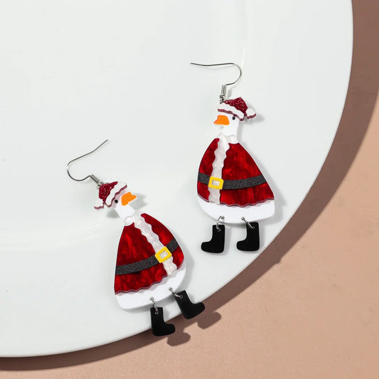 Merry Christmas Acrylic Earrings for Women Girls Newest Cute Cartoon Glitter Gingerbread Man Drop Earring Fashion Jewelry Gifts