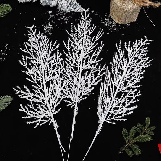 White artificial pine needle sprays, 34.5 cm, for Christmas tree and wreath decorating