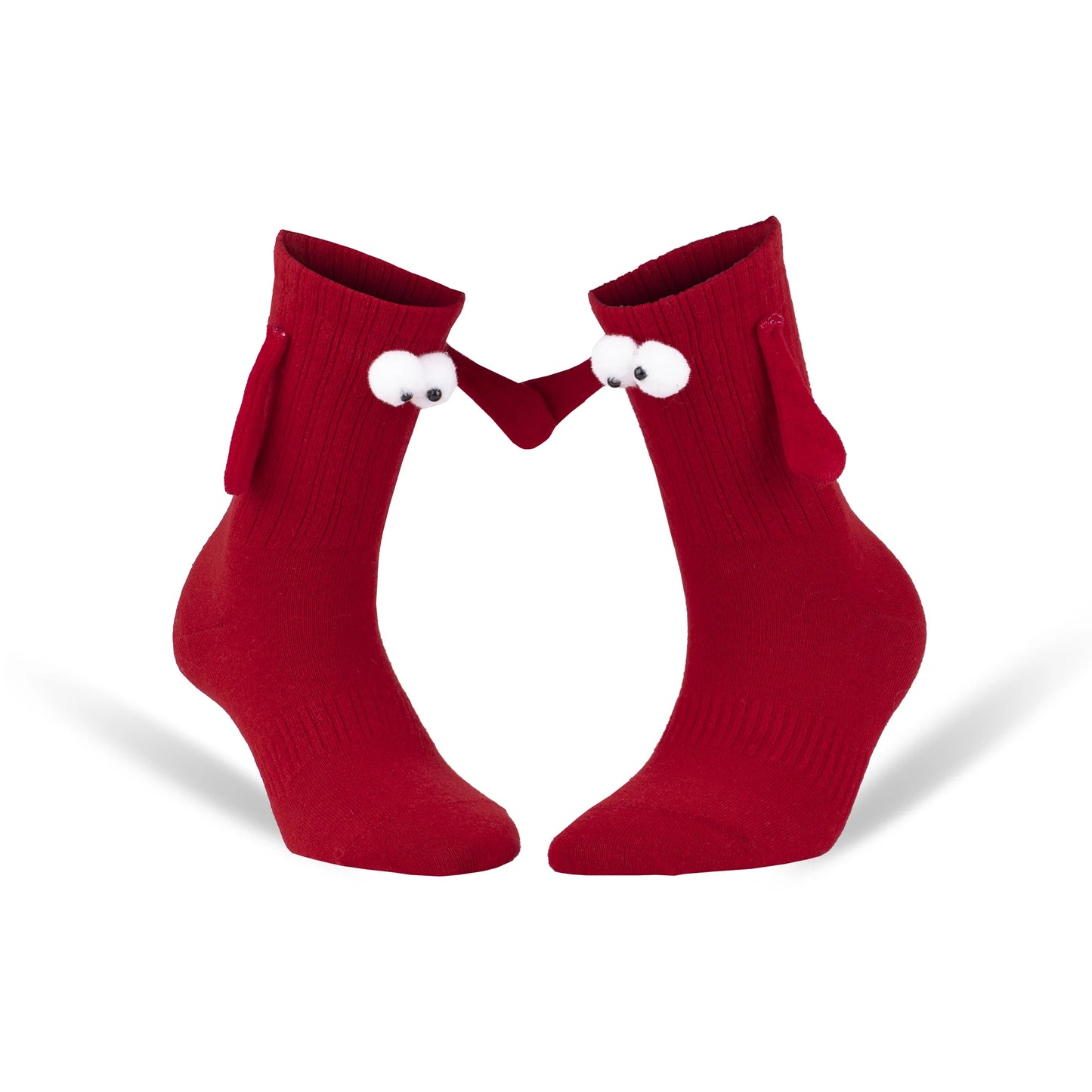 Red Magnetic Couple Socks with Holding Hands – 1 Pair, Soft Cotton, Romantic Valentine’S Gift, Unisex, Shoe Size 5-10